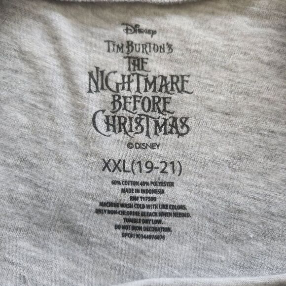 Disney The Nightmare Before Christmas Gray Graphic T-Shirt Juniors Size XXL - Picture 5 of 5